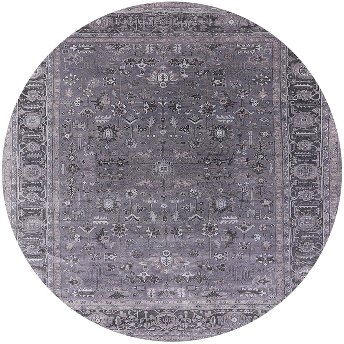 Round Mid-Century Modern Dark Gray Oriental Rug, urb2480