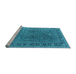 Sideview of Machine Washable Oriental Light Blue Industrial Rug, wshurb2480lblu