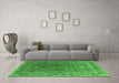 Machine Washable Oriental Green Industrial Area Rugs in a Living Room,, wshurb2480grn