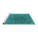 Sideview of Machine Washable Oriental Turquoise Industrial Area Rugs, wshurb2480turq