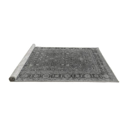 Sideview of Machine Washable Oriental Gray Industrial Rug, wshurb2480gry