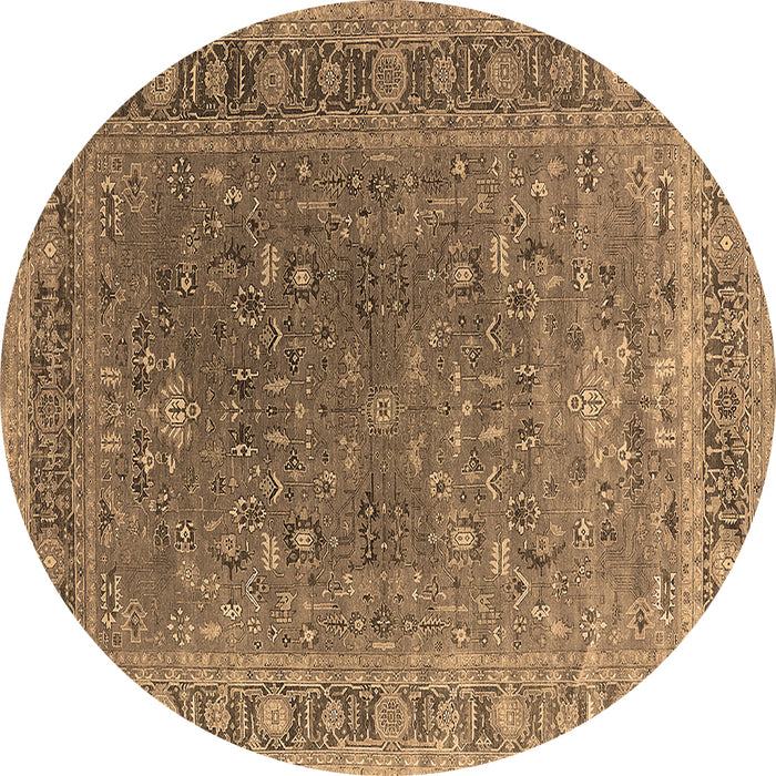 Round Oriental Brown Industrial Rug, urb2480brn