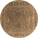 Round Oriental Brown Industrial Rug, urb2480brn