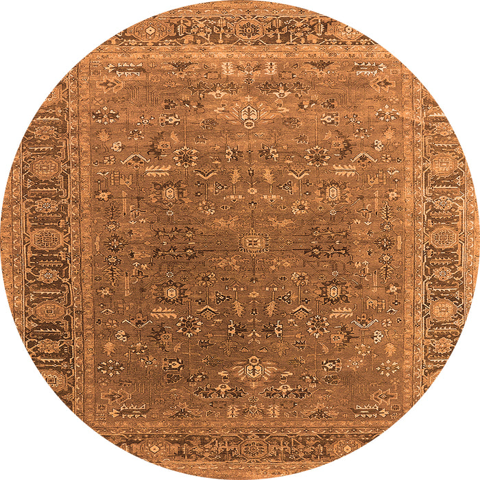 Round Oriental Orange Industrial Rug, urb2480org