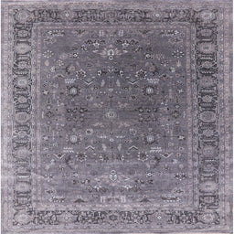Square Mid-Century Modern Dark Gray Oriental Rug, urb2480