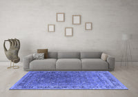 Machine Washable Oriental Blue Industrial Rug, wshurb2480blu