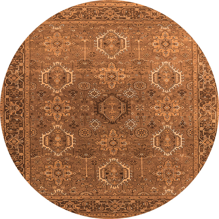 Round Oriental Orange Industrial Rug, urb2481org