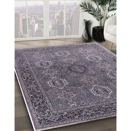 Mid-Century Modern Gray Oriental Rug in Family Room, urb2481