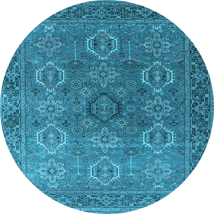 Round Oriental Light Blue Industrial Rug, urb2481lblu