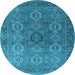 Round Oriental Light Blue Industrial Rug, urb2481lblu