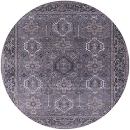 Round Mid-Century Modern Gray Oriental Rug, urb2481