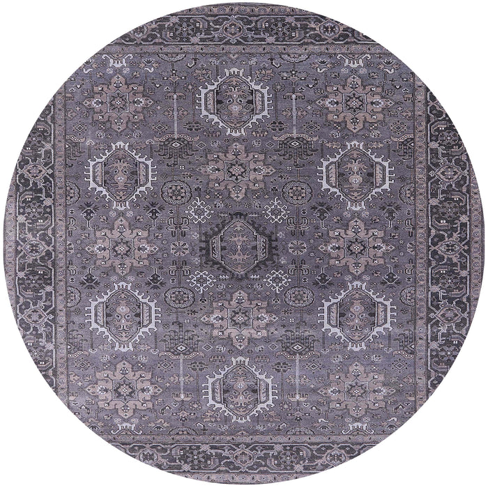 Round Mid-Century Modern Gray Oriental Rug, urb2481