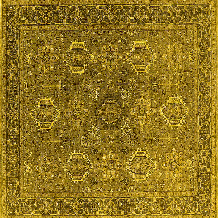 Square Machine Washable Oriental Yellow Industrial Rug, wshurb2481yw