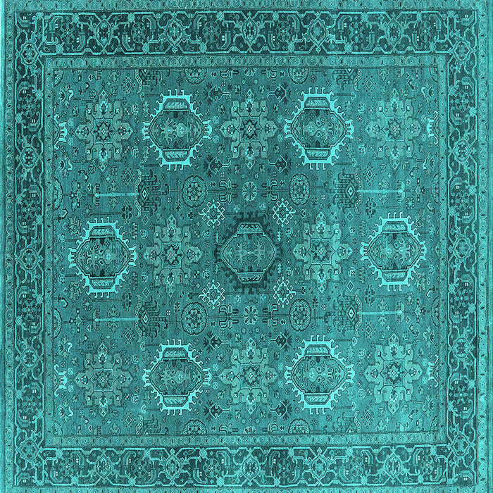 Square Oriental Turquoise Industrial Rug, urb2481turq
