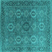 Square Oriental Turquoise Industrial Rug, urb2481turq