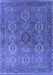 Machine Washable Oriental Blue Industrial Rug, wshurb2481blu