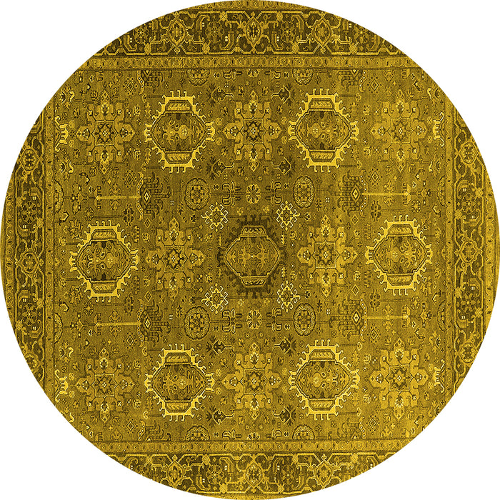 Round Oriental Yellow Industrial Rug, urb2481yw