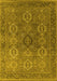 Machine Washable Oriental Yellow Industrial Rug, wshurb2481yw