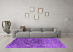 Machine Washable Oriental Purple Industrial Area Rugs in a Living Room, wshurb2481pur