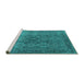 Sideview of Machine Washable Oriental Turquoise Industrial Area Rugs, wshurb2481turq