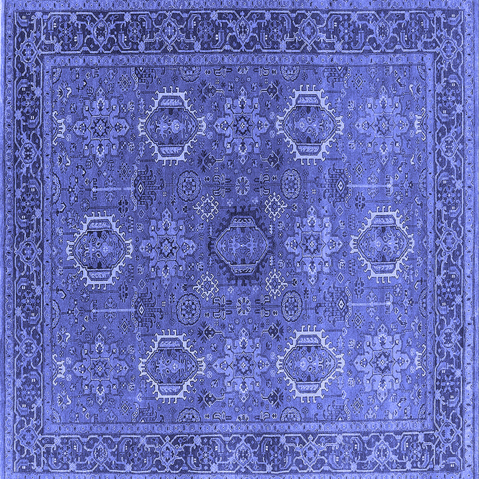 Square Machine Washable Oriental Blue Industrial Rug, wshurb2481blu