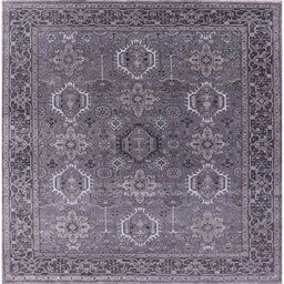Square Mid-Century Modern Gray Oriental Rug, urb2481