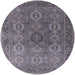 Round Machine Washable Industrial Modern Gray Rug, wshurb2481