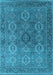 Machine Washable Oriental Light Blue Industrial Rug, wshurb2481lblu