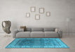 Machine Washable Oriental Light Blue Industrial Rug in a Living Room, wshurb2482lblu