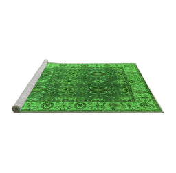 Sideview of Machine Washable Oriental Green Industrial Area Rugs, wshurb2482grn