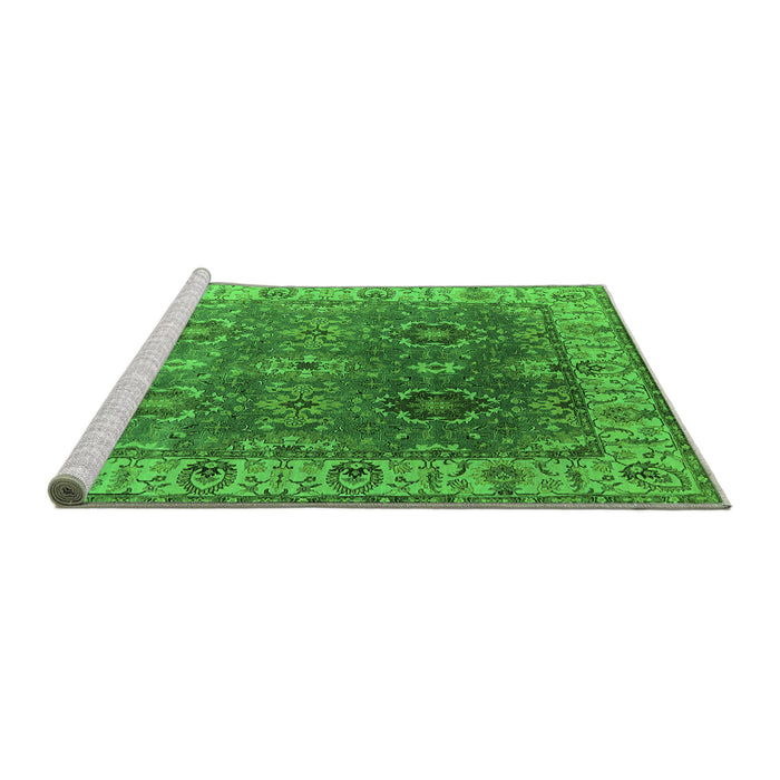 Sideview of Machine Washable Oriental Green Industrial Area Rugs, wshurb2482grn