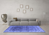 Machine Washable Oriental Blue Industrial Rug, wshurb2482blu