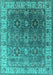 Machine Washable Oriental Turquoise Industrial Area Rugs, wshurb2482turq