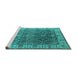 Sideview of Machine Washable Oriental Turquoise Industrial Area Rugs, wshurb2482turq
