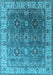 Machine Washable Oriental Light Blue Industrial Rug, wshurb2482lblu