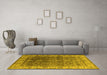Machine Washable Oriental Yellow Industrial Rug in a Living Room, wshurb2482yw