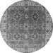 Round Machine Washable Oriental Gray Industrial Rug, wshurb2482gry