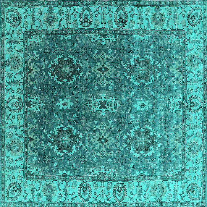 Square Oriental Turquoise Industrial Rug, urb2482turq