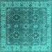 Square Oriental Turquoise Industrial Rug, urb2482turq