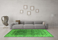 Machine Washable Oriental Green Industrial Rug, wshurb2482grn