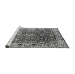 Sideview of Machine Washable Oriental Gray Industrial Rug, wshurb2482gry