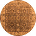 Round Machine Washable Oriental Orange Industrial Area Rugs, wshurb2482org