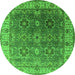 Round Oriental Green Industrial Rug, urb2482grn