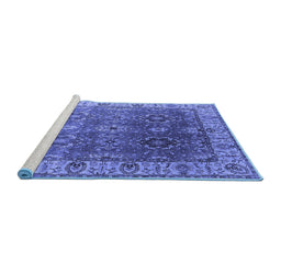 Sideview of Machine Washable Oriental Blue Industrial Rug, wshurb2482blu