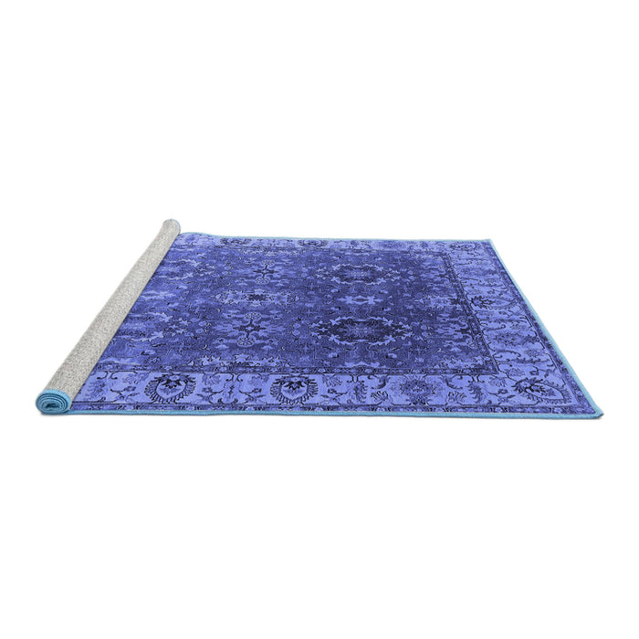 Sideview of Machine Washable Oriental Blue Industrial Rug, wshurb2482blu