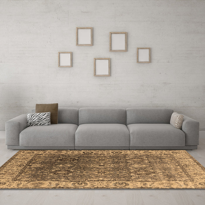 Machine Washable Oriental Brown Industrial Rug in a Living Room,, wshurb2482brn