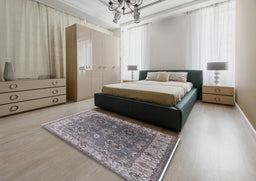 Mid-Century Modern Carbon Gray Oriental Rug in a Bedroom, urb2482