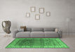 Machine Washable Oriental Emerald Green Industrial Area Rugs in a Living Room,, wshurb2482emgrn