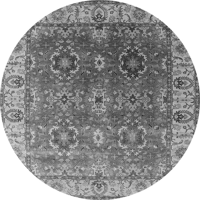 Round Oriental Gray Industrial Rug, urb2482gry
