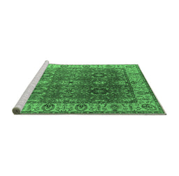 Sideview of Machine Washable Oriental Emerald Green Industrial Area Rugs, wshurb2482emgrn